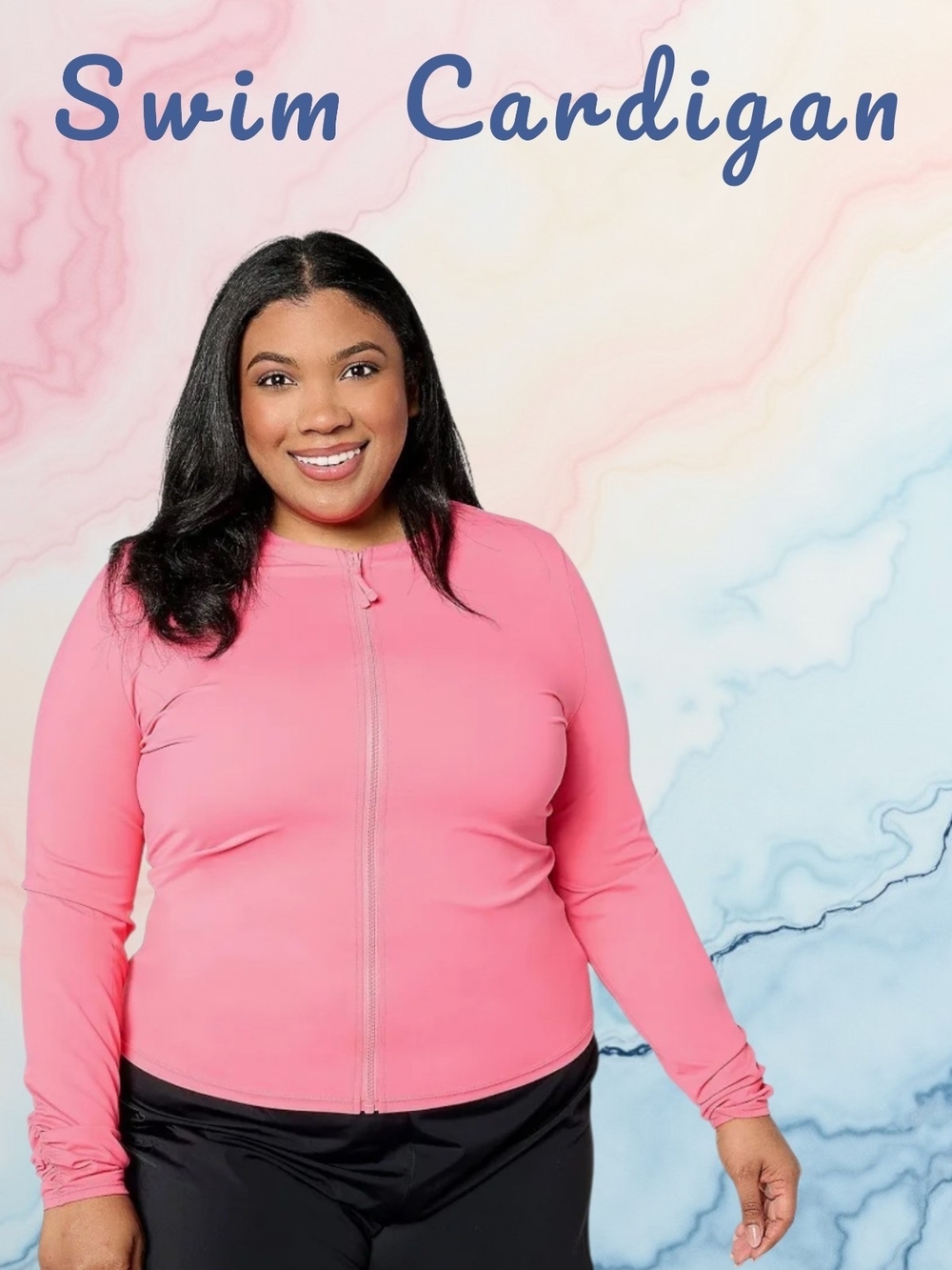 Swim For All New Coral Zip Up Swim Cardigan